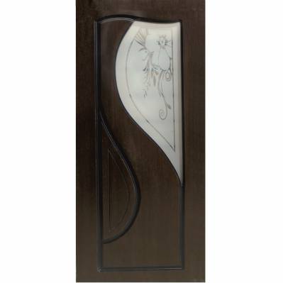 Дверь межкомнат Шпон Византия ДО, 2,0х0,7 м, цвет венге, стекло матовое с рисунком