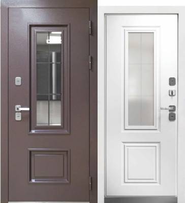 Дверь металлическая "Luxor Termo 3", Металл Букле шоколад/ МДФ Эмалит белый , 860 мм, левая(Ф2)