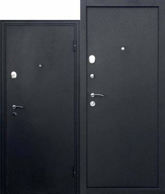 Дверь металлическая "Занзибар", Металл Черный шелк / Металл Черный шелк, 860 мм, правая
