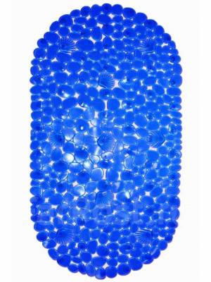 Коврик Против скольжения для ванной "Камешки с ракушками", 390х690 мм, синий (1-1)