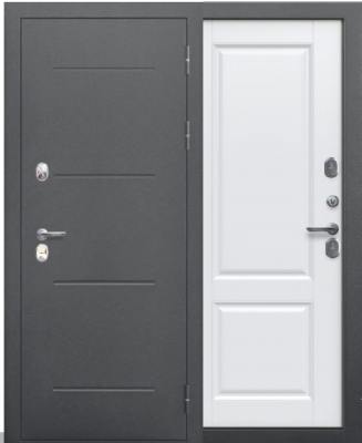 Дверь металлическая "Isoterma 11 см", Металл антик Серебро / Велюр белый софт, 860 мм, правая