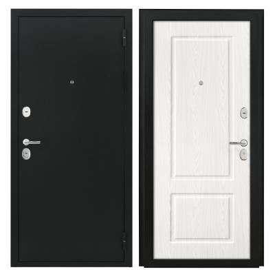 Дверь металлическая "Паскаль/Александрия", Металл Букле черный / МДФ Ясень белый, КЛАССИКА 960 мм, левая(УС)