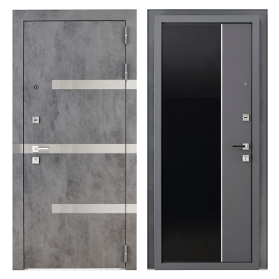 Дверь металлическая "Future", Шагрень серая / Софт графит, 2050х860 мм, правая