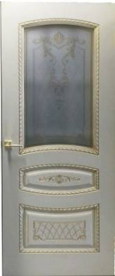 Дверь межкомнатная "Соната- 2 В-3", ДО, 2,0х0,8 м, цвет эмаль слоновая кость/патина золото, стекло 