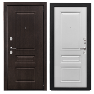 Дверь металлическая "Премиум/Александрия", МДФ Almon28(classic01) / МДФ Белый Ясень(classic01), 860мм, правая (УС)