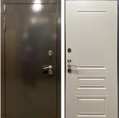 Дверь металлическая "Winterm", Букле черный / Ясень белый (CLASSIC 01), 2050х860 мм, правая