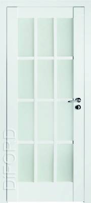 Дверь межкомнатная Diford "242" ДО, 90х200 см, стекло "sat", цвет белый полипропилен
