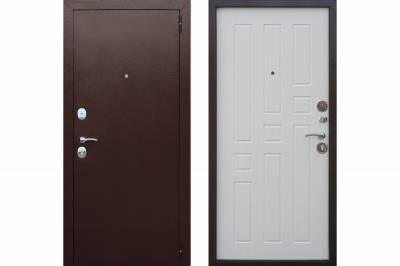 Дверь металлическая "Гарда 8 мм", Металл Медный антик / МДФ Белый ясень, 960 мм, левая