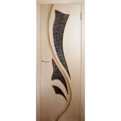 Дверь межкомнатная Шпон Тюльпан Лофт ДО, 2,0х0,7 м, цвет беленый дуб, стекло матовое с узором