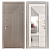Дверь металлическая "Linea", Муар шампань / Ясень капучино, зеркалот с фацетом , 2050х860 мм, правая