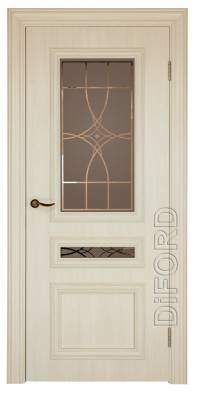 Дверь межкомнатная Diford "Б-1" ДО, 90х200 см, стекло "бронза", цвет лиственница беленая ПВХ
