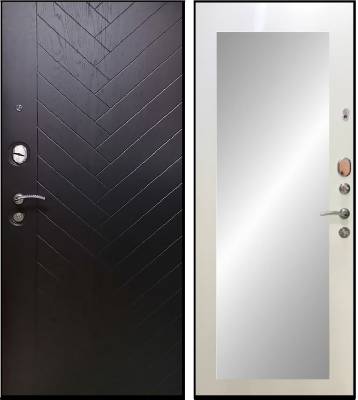 Дверь металлическая "Стандарт Люкс-Z", ФЛ96 Горький шоколад / ФЛ69 Белый ясень, 980мм, левая (ручка в комплекте)