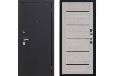 Дверь металлическая "Гарда 7,5 см", Металл Черный муар / МДФ Лиственница мокко (Царга), 960 мм, правая