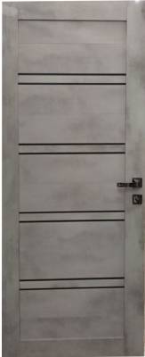 Дверь межкомнатная ПВХ "Sonata 65" ДО, 60х200 см, цвет бетон серый, черное стекло