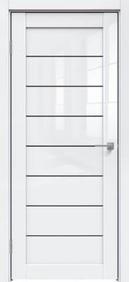 Дверь межкомнатная Триадорс "538" ДО, 80х200 см, цвет белый глянец, стекло черный лак (GLOSS)
