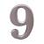 Цифра дверная Аллюр, "9", на клеевой основе, цвет хром