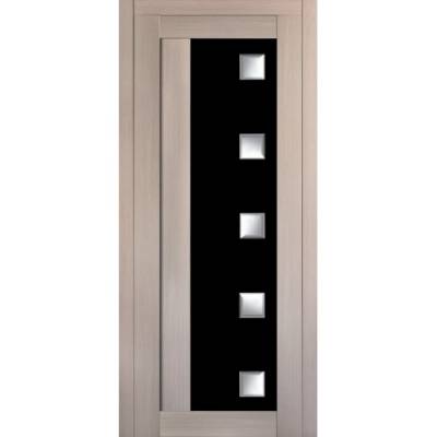 Дверь межкомнатная ПВХ "Оскар 305" ДО, 90х200 см, черное стекло, цвет капучино-мелинга