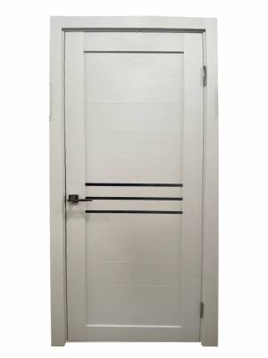 Дверь межкомнатная ПВХ "Sonata 26/3" ДО, черное стекло, 80х200 см, цвет орех серый