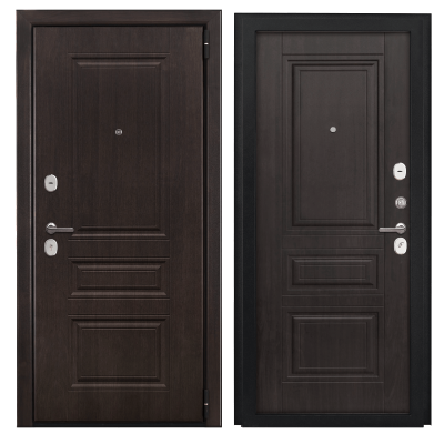 Дверь металлическая "Премиум/Александрия",МДФ Орех рифленый02(Венге)(classic01)/МДФ Almon28(classic01), 860мм, левая(УС)